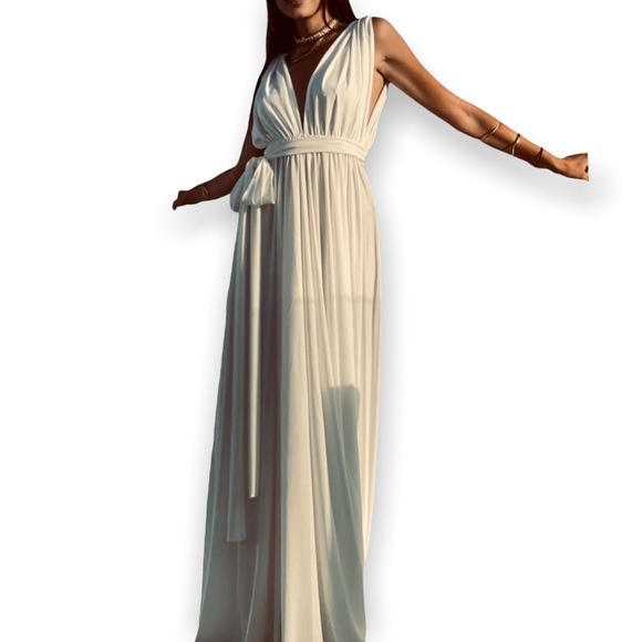 New Twobirds x BHLDN Ginger Convertible Sz B / Fits 14 - 24 Ivory Maxi Wedding - Picture 11 of 17